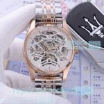 New Style Copy Vacheron Constaintin Patrimony White Hollow Dial 2-Tone Rose Gold Watch